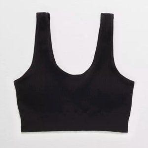 Aerie Black Seamless Padded Racerback Bralette